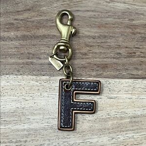 Coach Brown Leather Letter F Bag Charm